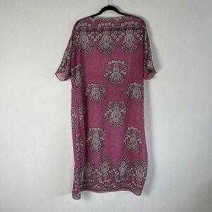 Floryday Slip On Oversize Kaftan Dress Pink Sheer Boho flowy Swimsuit Cover M/L